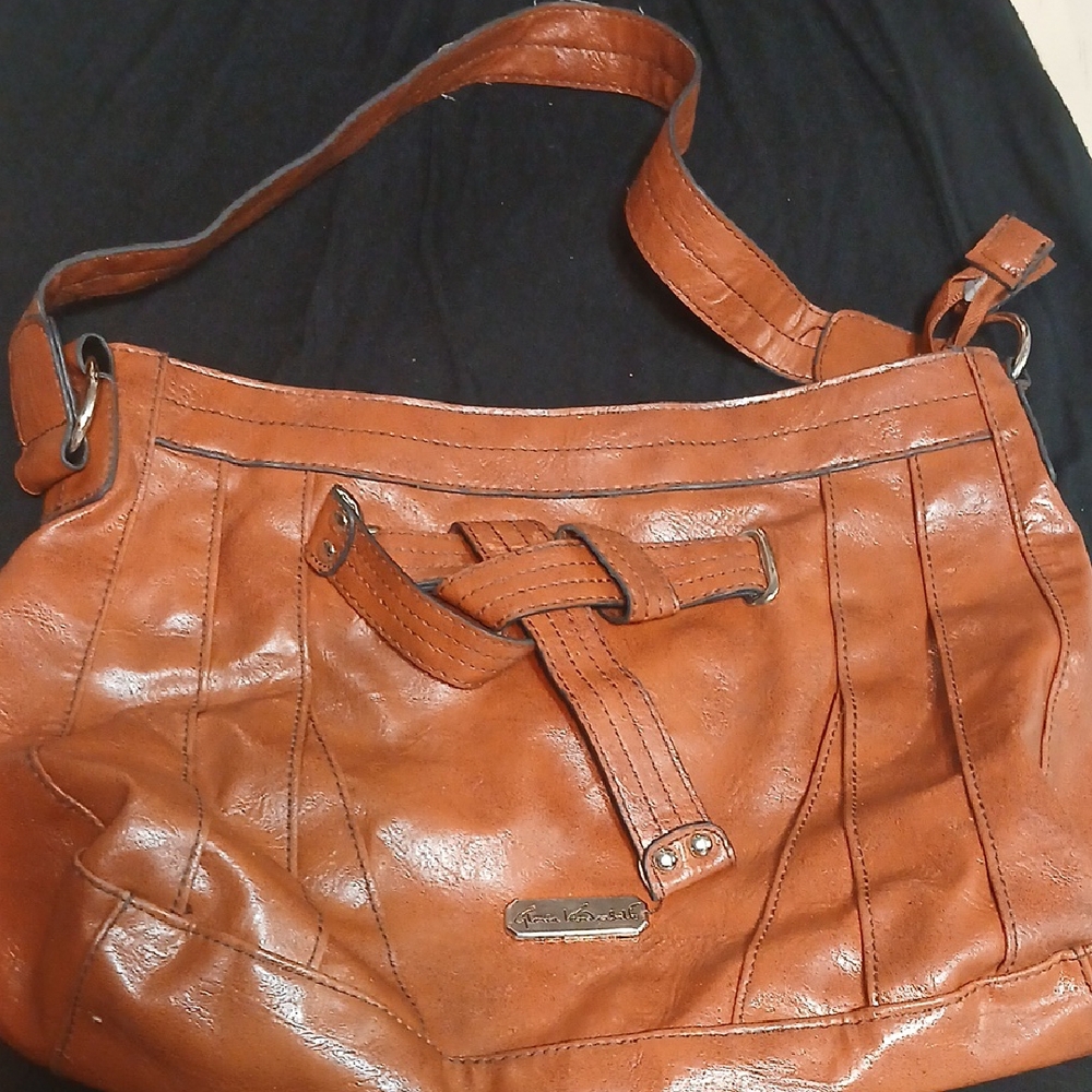 Gloria Vanderbilt Cognac Leather Shoulder Bag